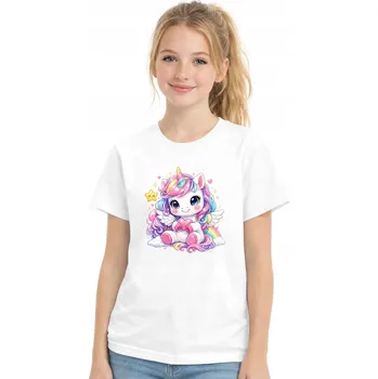 Chlapecké tričko Tričko s jednorožcem a duhou, pohádkové, dětské, bílé, velikost 3-4 roky