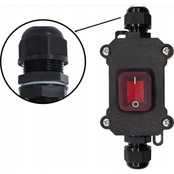 Bezpečnostní kamera KOLÉBKOVÝ PŘEPÍNAČ IP66 12V 20A S KABELEM A ČERVENOU LED