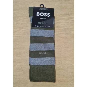 Pánské oblečení PÁNSKÉ PONOŽKY BOSS 50467712 2PACK Olivová 39/42