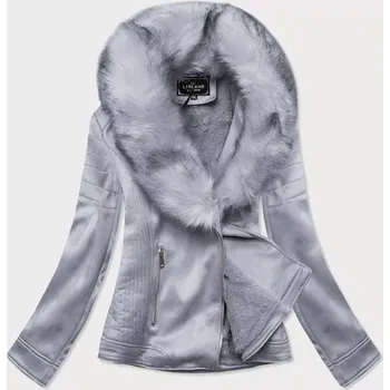 Dámská semišová bunda ramoneska ve vřesové barvě s kožešinou (6502big) odstíny fialové 52