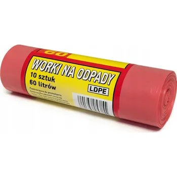Pytle na odpadky ČERVENÉ UNIVERZÁLNÍ PYTLE NA ODPADKY 60L x 10 KUSŮ 60 cm x 80 cm