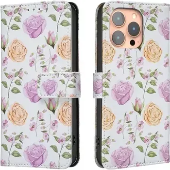 Pouzdro na mobilní telefon Pouzdro Book Binfen Painted Samsung A155, A156 Galaxy A15 4G/5G, White Rose