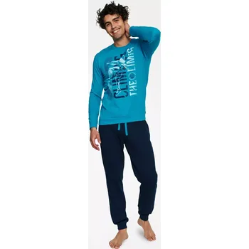 Pánská móda Pyžamo Block 40023-55X Modrá a tmavě modrá - Henderson XXL