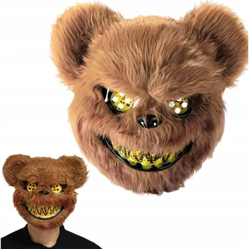Karnevalová maska Maska na obličej Korbi Medvěd Zabiják, plastová zombie, hnědá