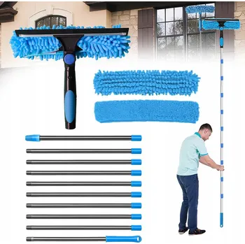 Vysavač na okno MOP NA OKNA TELESKOPICKÝ ČISTIČ MYČKA NA SKLA ZRCADLA KABINY DLOUHÝ 424CM 2V1