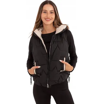 Dámská vesta Dámská prošívaná péřová vesta s Kapuce se stahovacími šňůrkami