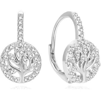 Náušnice Třpytivé stříbrné náušnice se zirkony Strom života AGUC386L Beneto