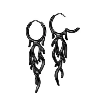 Náušnice OPN1959-K Černé ocelové náušnice s plameny