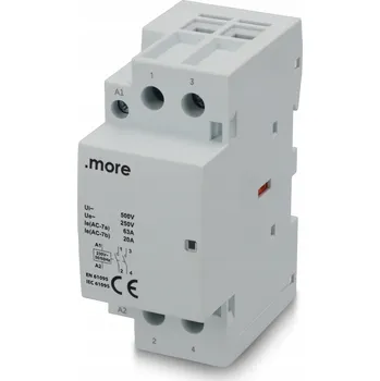 Stykač Modulární stykač na lištu 1-fázový 2P 63A 230V AC 2Z 0R/2NO 0NC MORE ECOLIGHT