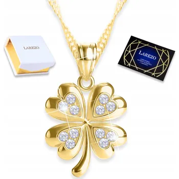 Náhrdelník Zlatý náhrdelník Čtyřlístek , POZLACENÝ 585, Jetel s kubickými zirkony, STŘÍBRO 925