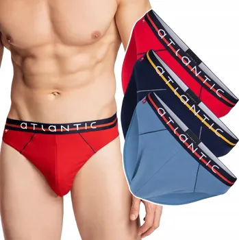 Slipy Pánské slipy 3-BALENÍ Sportovní Bavlněné Slipy ATLANTIC 3MP-083 - L