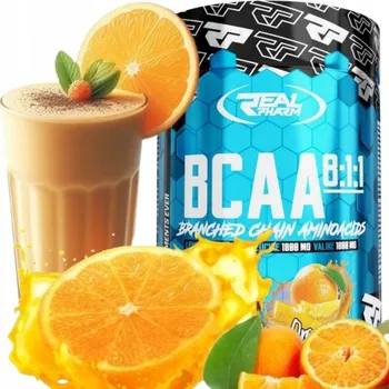Aminokyselina BCAA prášek Real Pharm BCAA 400g Real Pharm 400 g pomeranč