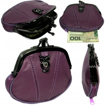 Peněženka Univerzální kožená dámská peněženka na mince s klipem - malá