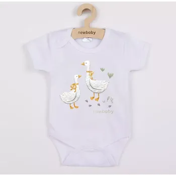 Kojenecké oblečení Dětské body s krátkým rukávem s potiskem husičky New Baby