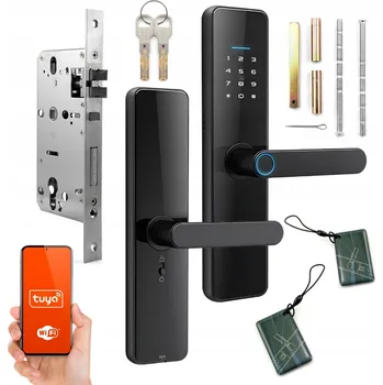 IP kamera Chytrá klika Tuya WiFi se zámkovou vložkou – kód, RFID, otisk prstu