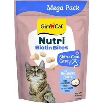 Pamlsek pro kočku GIMCAT Nutri Biotin Bites s mascarpone 425g svačinka povzbuzující ke hře