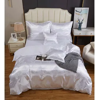 Povlečení POVLEČENÍ 220X200 SATÉNOVÉ BAVLNĚNÉ, SADA 3 DÍLNÁ ELEGANTNÍ VÝŠIVKA AT006