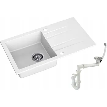 Granitový dřez Jednokomorový granitový dřez Moderno Acqua bílý