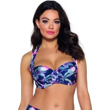 Dámské plavky Horní díl plavek 167 Flowers - AVA tmavě modrá 75/E