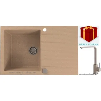 Granitový dřez Kuchyňský set Alveus CADIT 20 + baterie AFRA Barva: béžová, Označení: Beige + Dárek