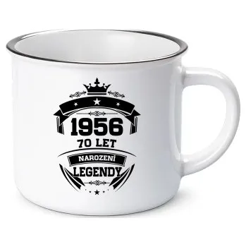 Žertovný předmět 1956 Narození legendy 70 let - keramický smaltovaný hrneček s potiskem- Tričkový.cz