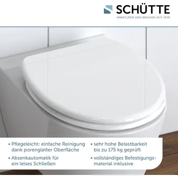 SCHÜTTE WC sedátko BÍLÉ, Duroplastové WC sedátko s mechanismem měkkého zavírání, WC sedátko | 82100