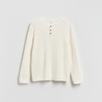 Pánský svetr Reserved - Strukturální svetr z bavlny - krémová - 653HD-01X - 653HD-01X-S