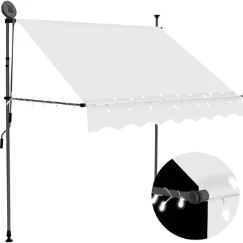 Markýza Ručně zatahovací markýza s LED světlem 200 cm krémová IM_145871