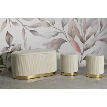 Taburet Sada lavice a taburetek Quinuama krémová