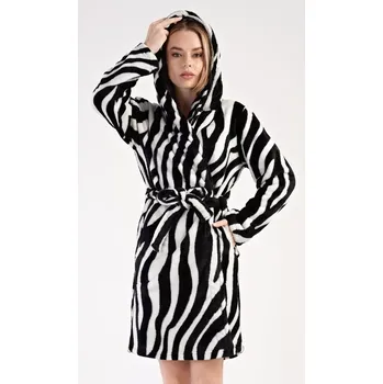 Dámský župan Dámský župan krátký s kapucí Zebra černá L