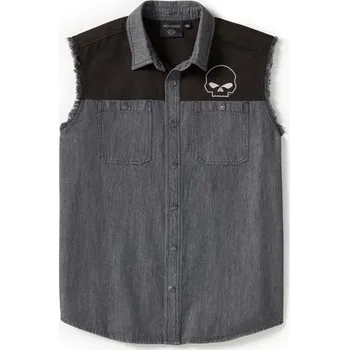 Pánská košile Košile bez rukávů černá s lebkou 96399-25VM