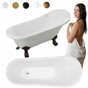 Vana VOLNĚ STOJÍCÍ VANA ISABEL AKRYL RETRO 150 X 75 CM BÍLÁ, NOHY HNĚDÁ ANTIK