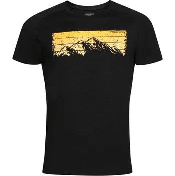 Pánské tričko Pánské merino triko PROGRESS MAOR L Černá, Žlutá