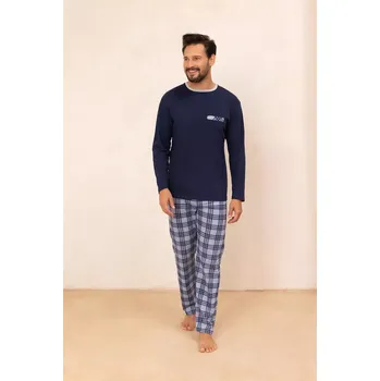 Pánská móda Pyžamo Regina 488 long/r M-XL Z25/26 pánské tmavě modrá M