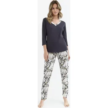 Pyžamo Cana 416 3/4 M-XL grafitové květiny XL