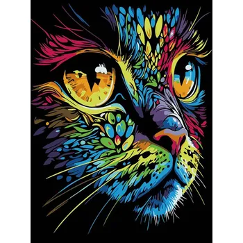 Textilie Malování na černé plátno 30 x 40 cm, kočka