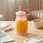 TESCOMA Papu Papi 0,2 l růžová - plastová kojenecká láhev se lžičkou