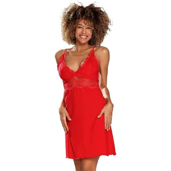 Dámská noční košile Dámská noční košilka Dkaren Pia Barva: Červená, Velikost: S