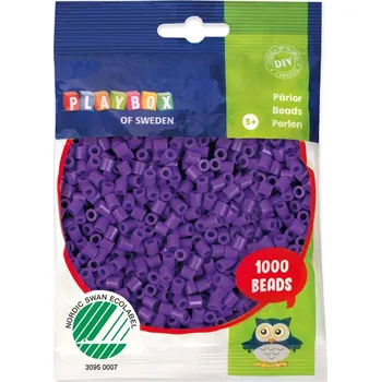 Dětské navlékací korálky Zažehlovací korálky fialové 1000 ks – švédská kvalita s Nordic Swan Ecolabel