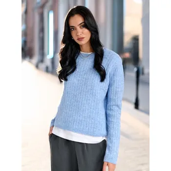 Dámský svetr Sinsay - Svetr pletený v&nbsp;copánkovém vzoru - modrá - 024AU-05M - 024AU-05M-XS-1