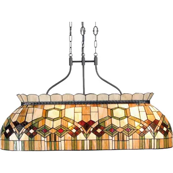 Clayre&Eef 115 cm dlouhé závěsné světlo Saavik - styl Tiffany zelená, hnědá, červená 4 x 60 W - Doprava zdarma