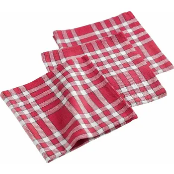 Utěrka Blancheporte Sada 3 kostkovaných textilních ubrousků červená