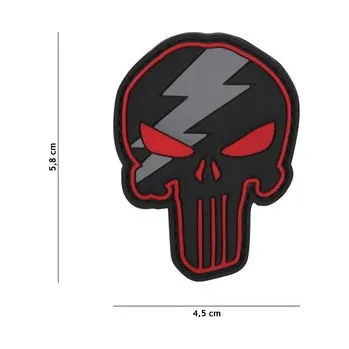Nášivka Gumová nášivka 101 Inc Thunder Punisher - červená