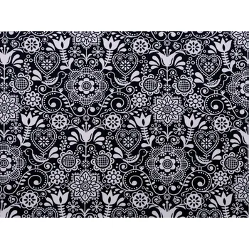 Bavlněná látka / plátno folklor, barva 3 (59) modrá tmavá