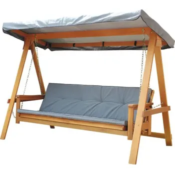 Zahradní houpačka Zahradní houpačka dřevěná GARDEN PLACE Elin 117,5 x 235 x 178,5 cm šedé polstry