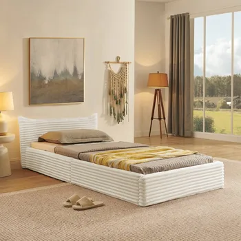 Postel Jednolůžková dřevěná postel Arhatreya 90x200, béžové odstíny