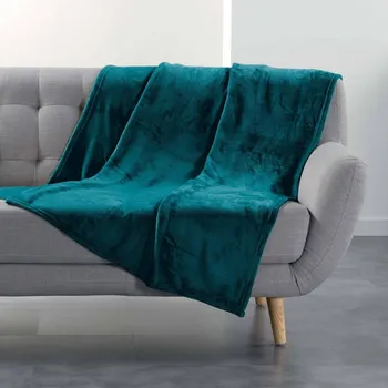 Potah na židli Blancheporte Fleecový hebký pléd z mikrovlákna petrolejová 125x150 cm