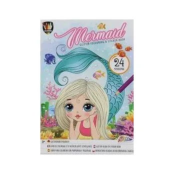 omalovánky Omalovánky se třpytivými samolepkami, 24 listů - Mořská panna