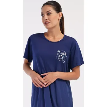 Dámské šaty Dámské domácí šaty s krátkým rukávem Janette tmavě modrá 1XL