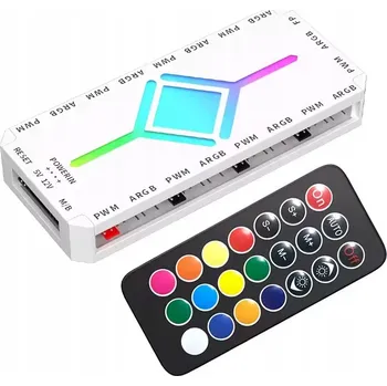 PC ventilátor Regulátor otáček / Kontrolér 9 x PWM ARGB pro ventilátory + dálkové ovládání